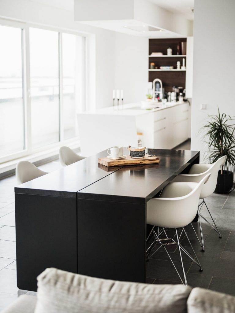 Tablebed as a table with breakfast setup.